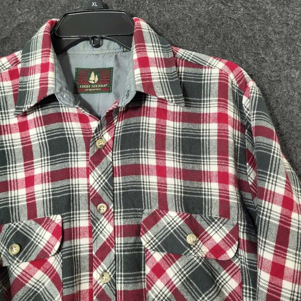 High Sierra Mervyns Vintage Plaid Flannel Shirt Mens Medium Red Black Acrylic